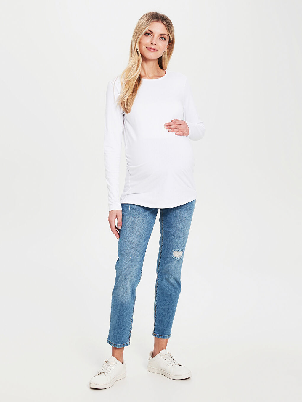 İndigo Düz Paça Hamile Jean Pantolon