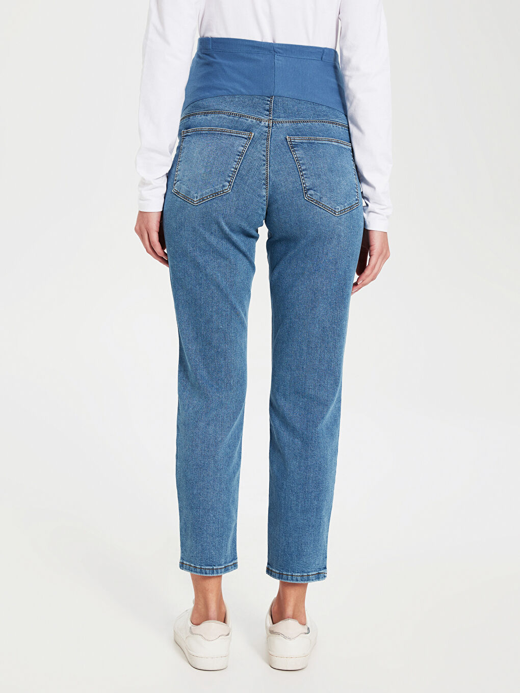 İndigo Düz Paça Hamile Jean Pantolon-7