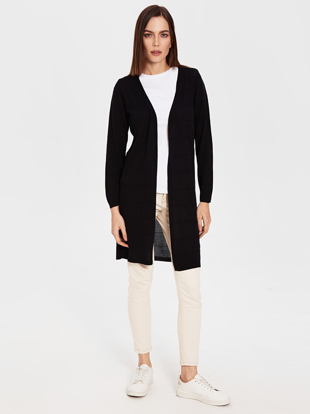 Женский кардиган с длинным рукавом, тонкий, прямой-2