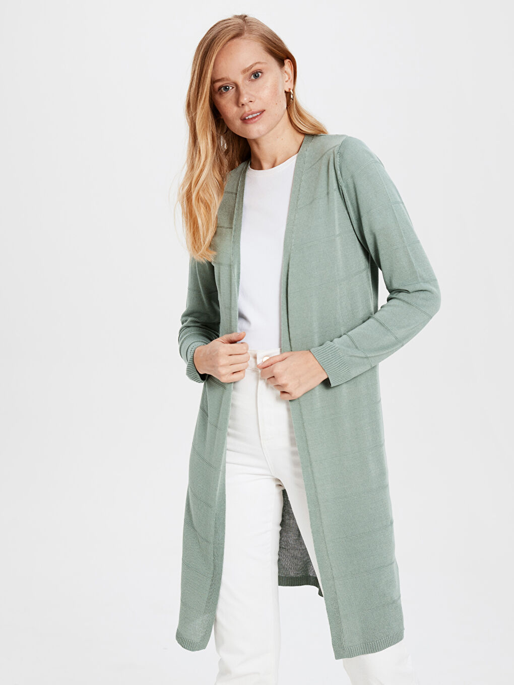 Cardigan Slim Droit à Manches Longues pour Femmes-1