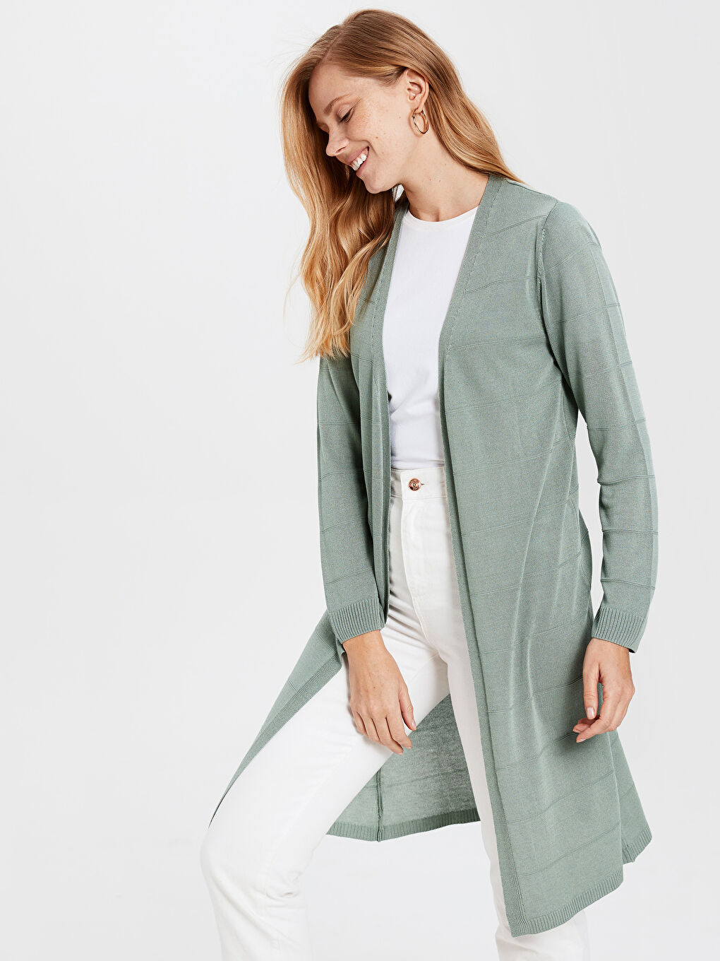 Cardigan Slim Droit à Manches Longues pour Femmes-2