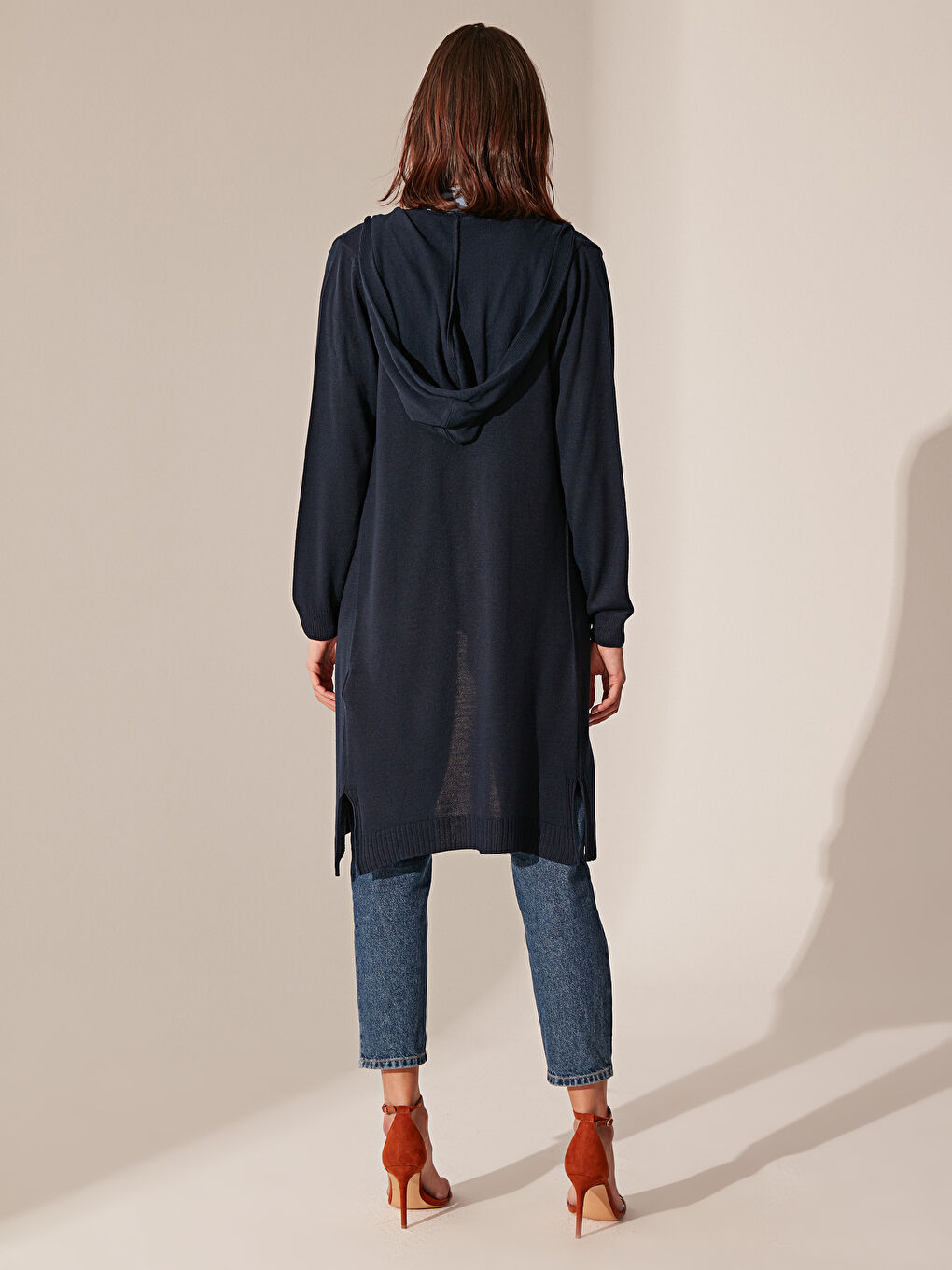 Lacivert Salaş İnce Uzun Kollu Kadın Triko Hırka-3