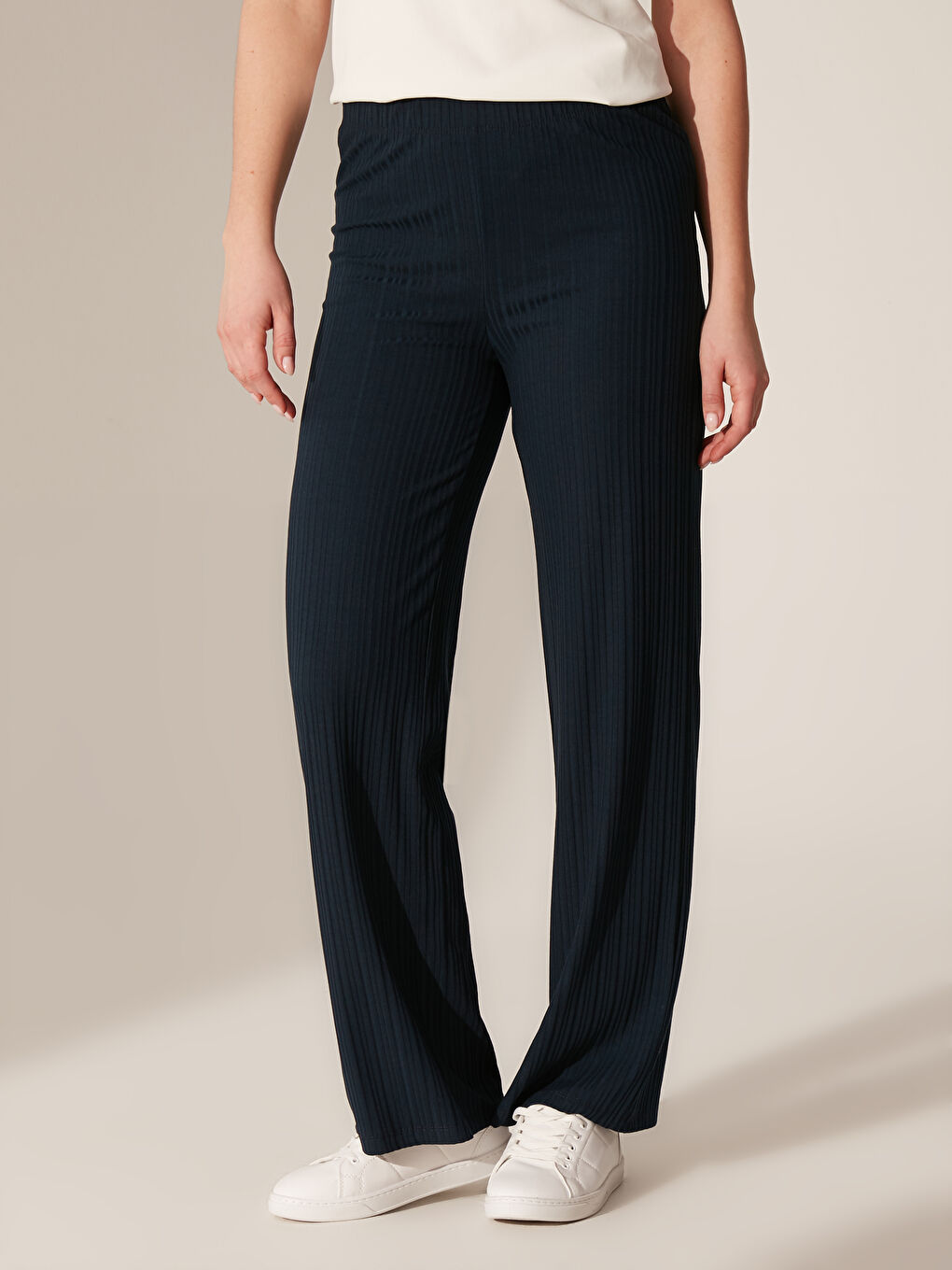 Lacivert Standart Fit Penye Kadın Eşofman Altı-2