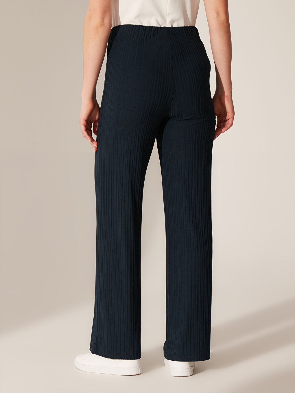 Lacivert Standart Fit Penye Kadın Eşofman Altı-3