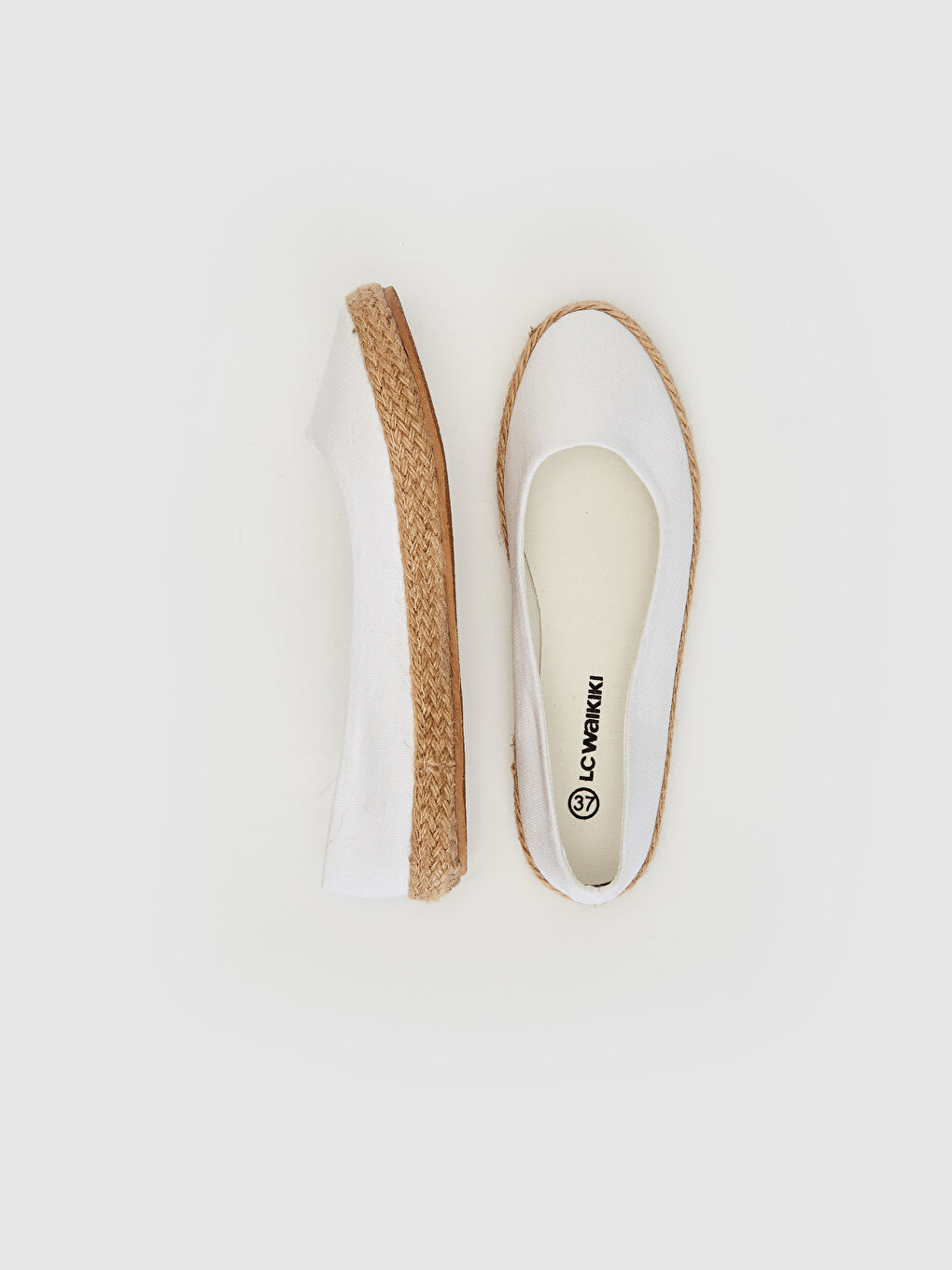 Beyaz Kadın Espadril Babet Ayakkabı-1