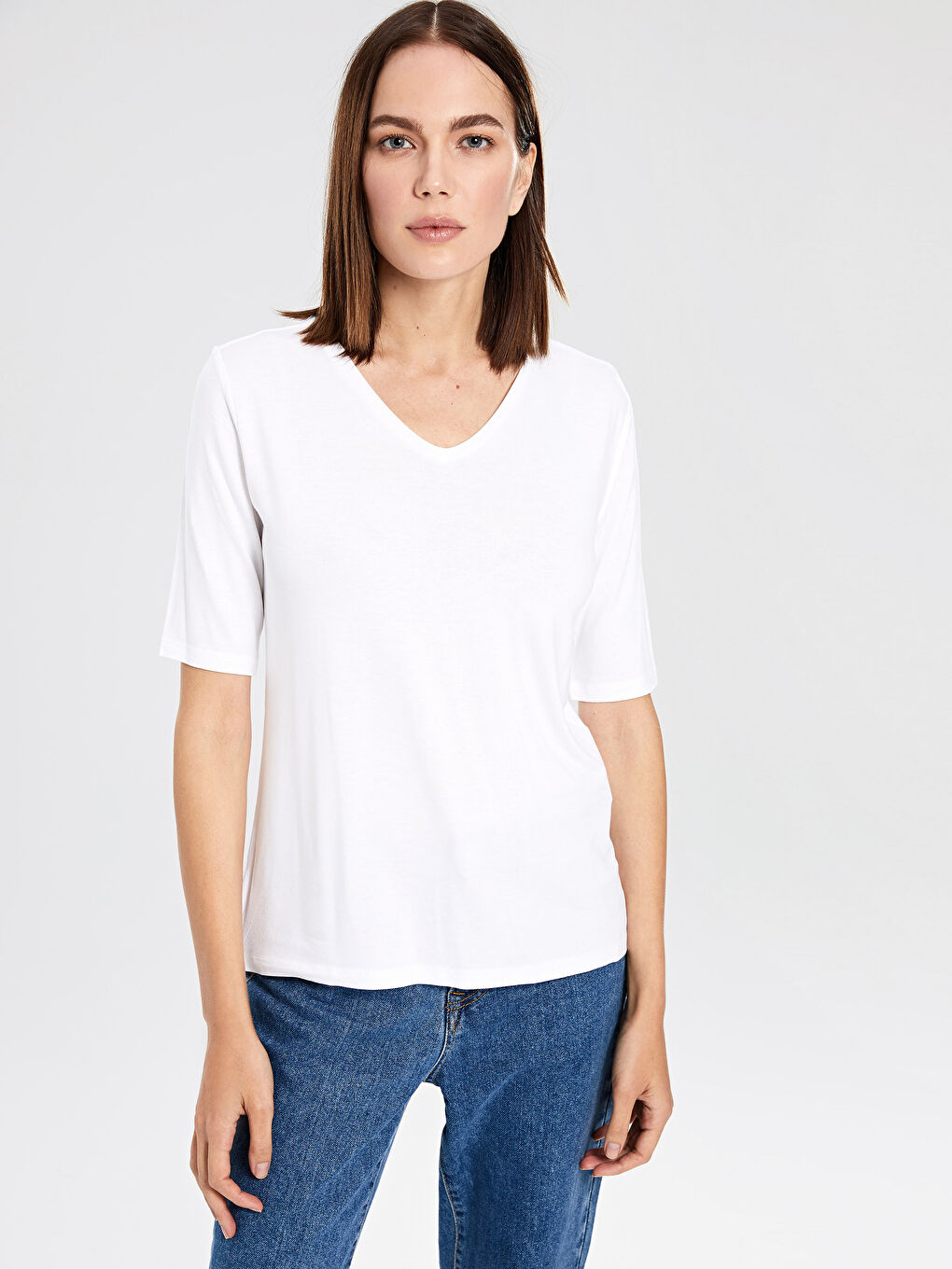 Viscose Short Sleeve V-Neck Shirts-1