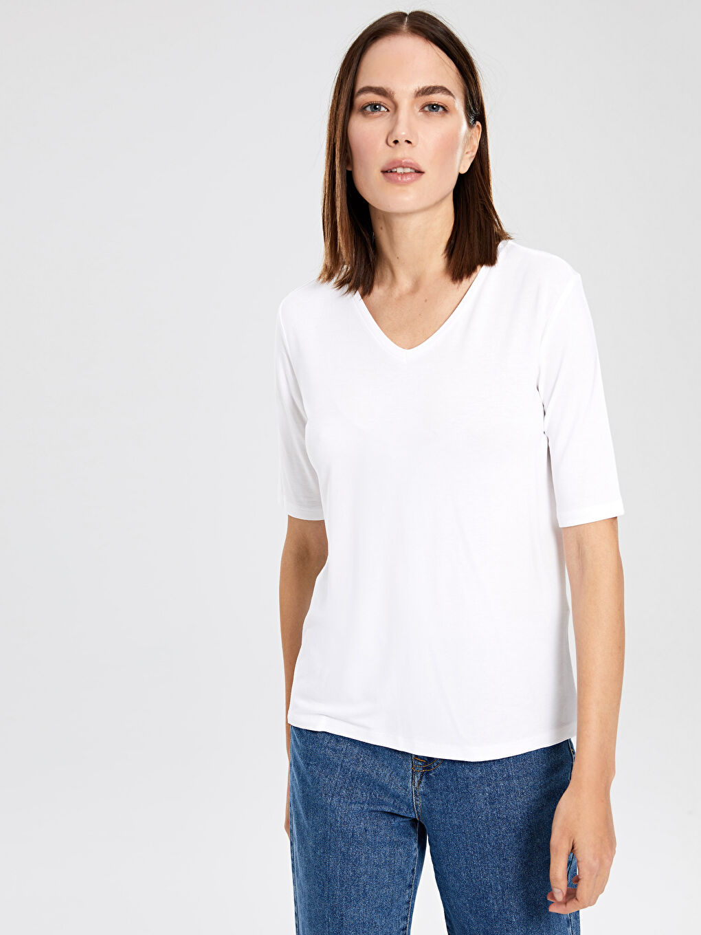 Viscose Short Sleeve V-Neck Shirts-2
