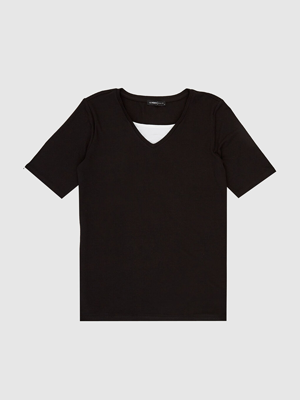 Женская футболка с коротким рукавом и v-образным вырезом-1