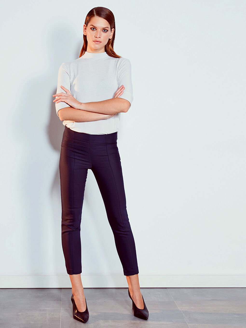 Lacivert Ekstra Dar Fit Kadın Pantolon-1