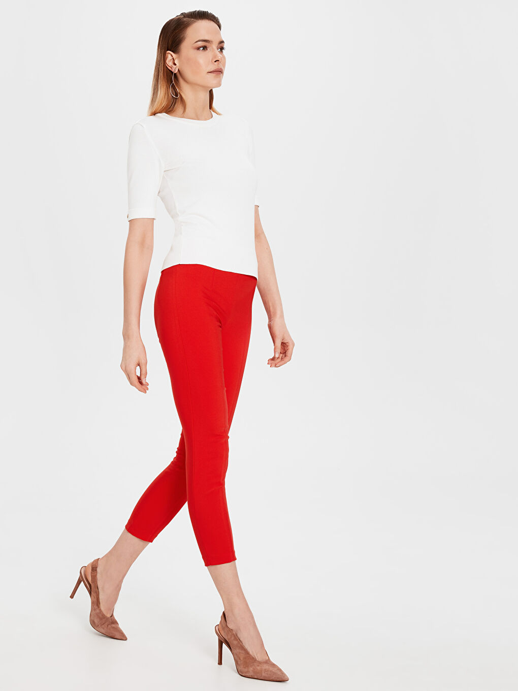 Kırmızı Ekstra Dar Fit Kadın Pantolon