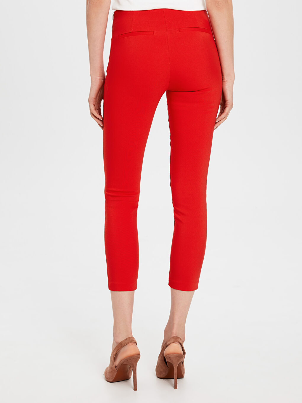 Kırmızı Ekstra Dar Fit Kadın Pantolon-4