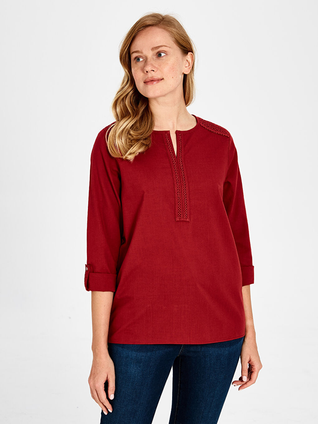 بلوزة كم طويل بقصة عادية للسيدات-1