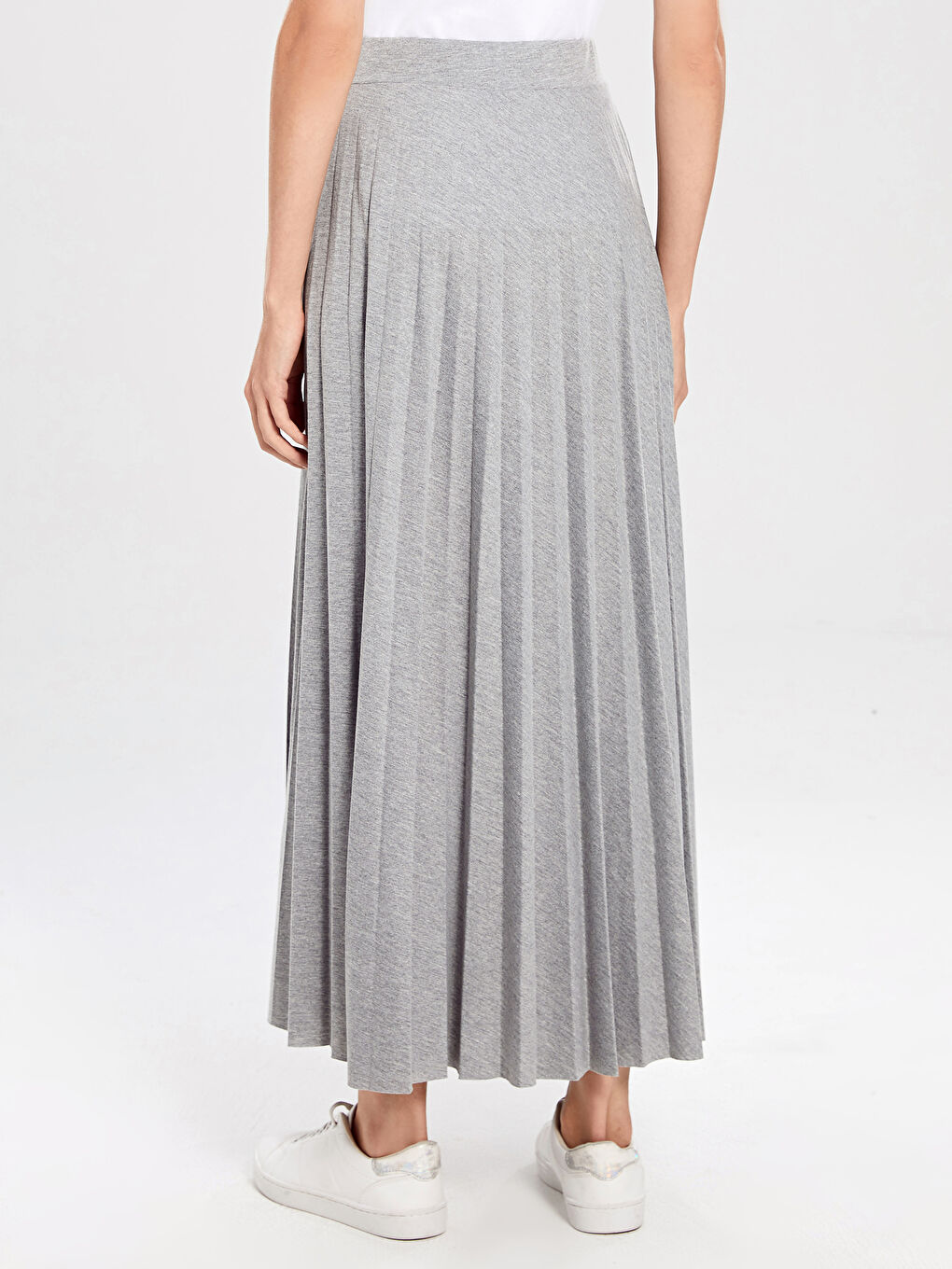 Gri Rahat Kalıp Penye Kadın Etek-2