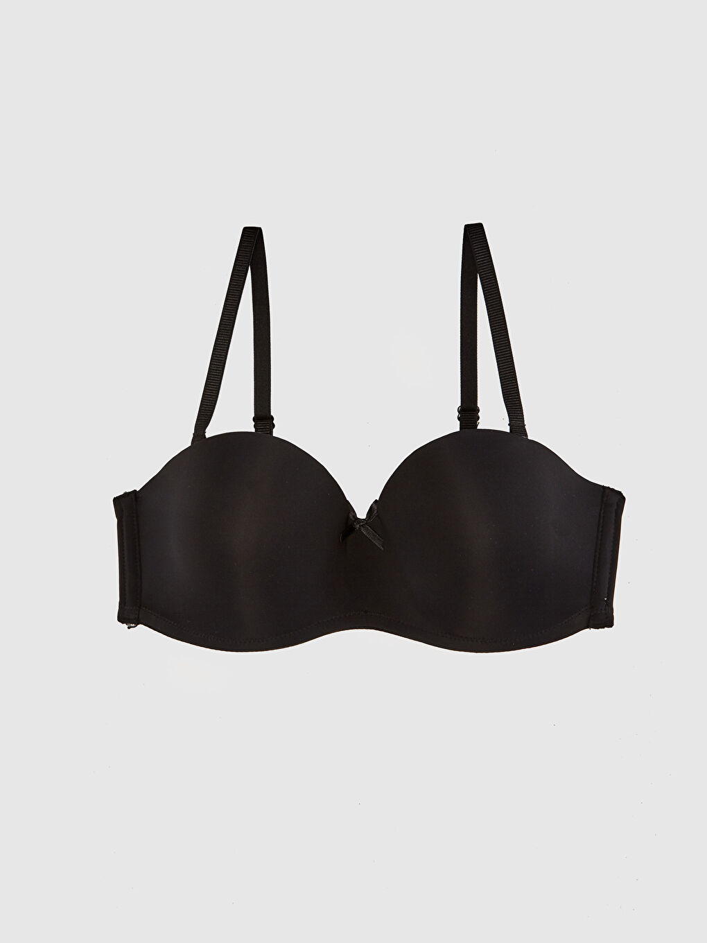 Siyah Balenli Fiyonk Detaylı Straplez Sütyen