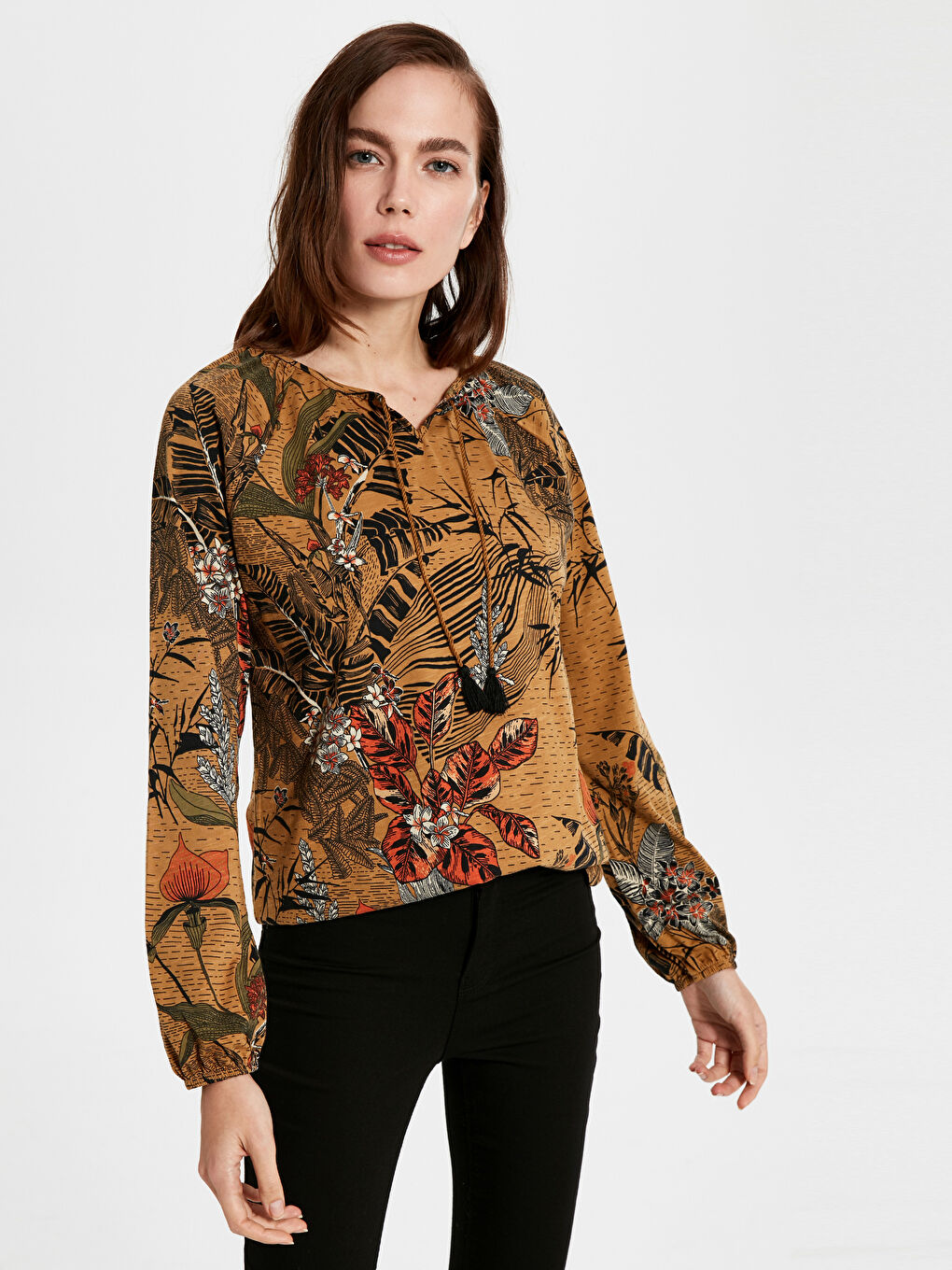 Lapel Collar Long Sleeve Women's T-Shirt