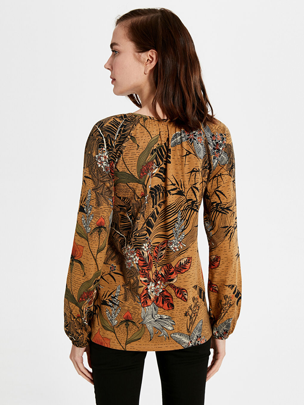 Lapel Collar Long Sleeve Women's T-Shirt-3