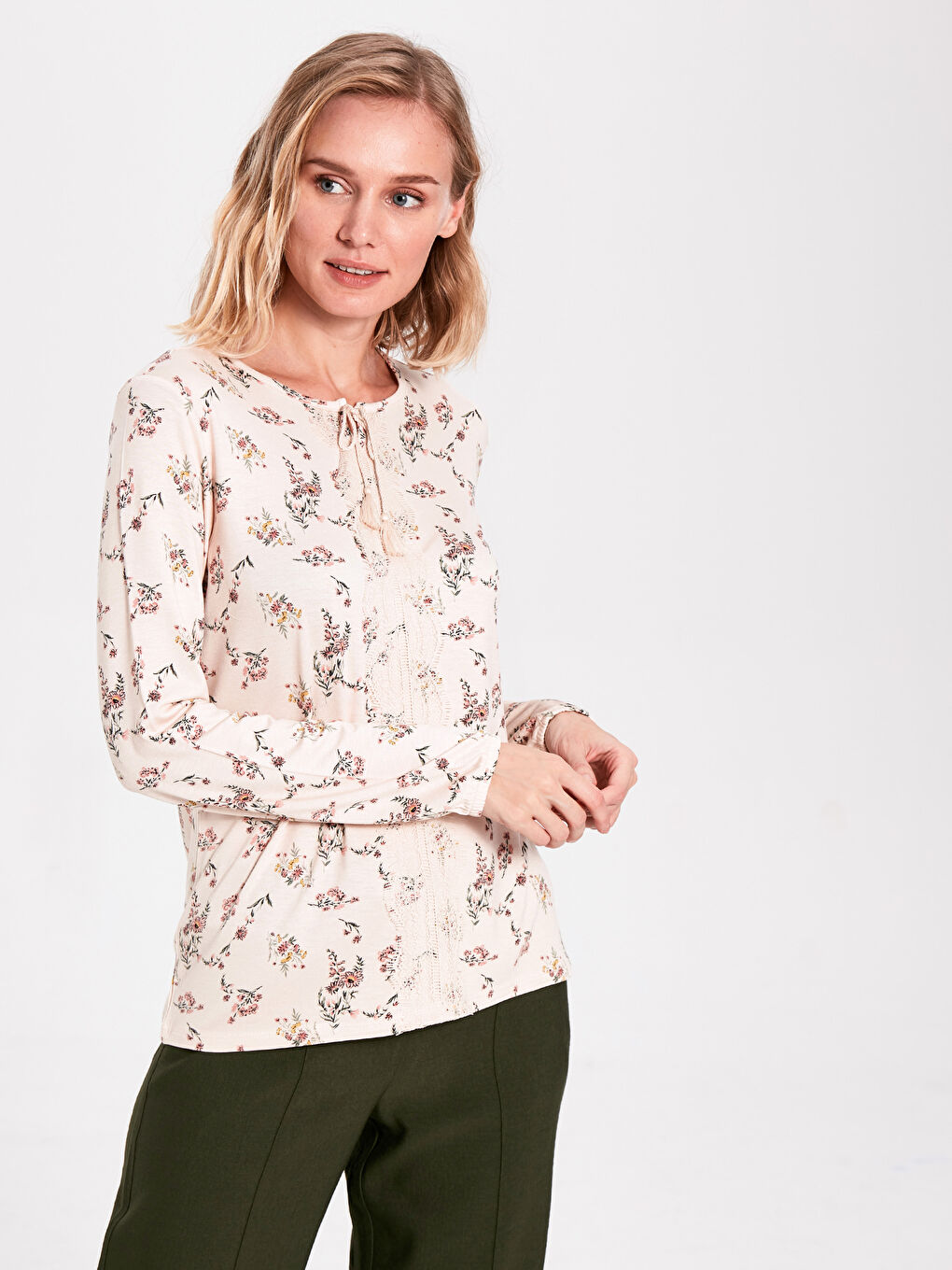 Lapel Collar Long Sleeve Women's T-Shirt