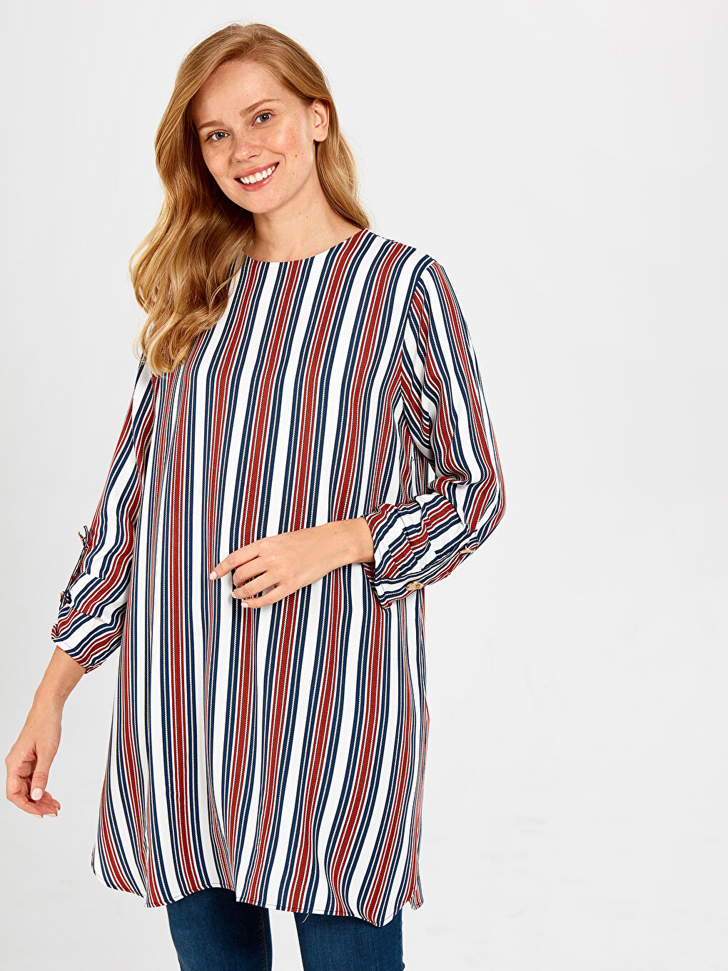 Tunique en Crêpe à Manches Longues pour Femmes