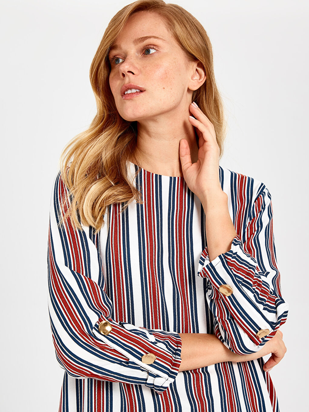 Tunique en Crêpe à Manches Longues pour Femmes-1