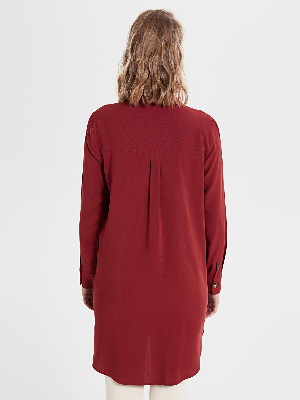 Viscose Women's Long Sleeve Tunic Buttoned Collar-3