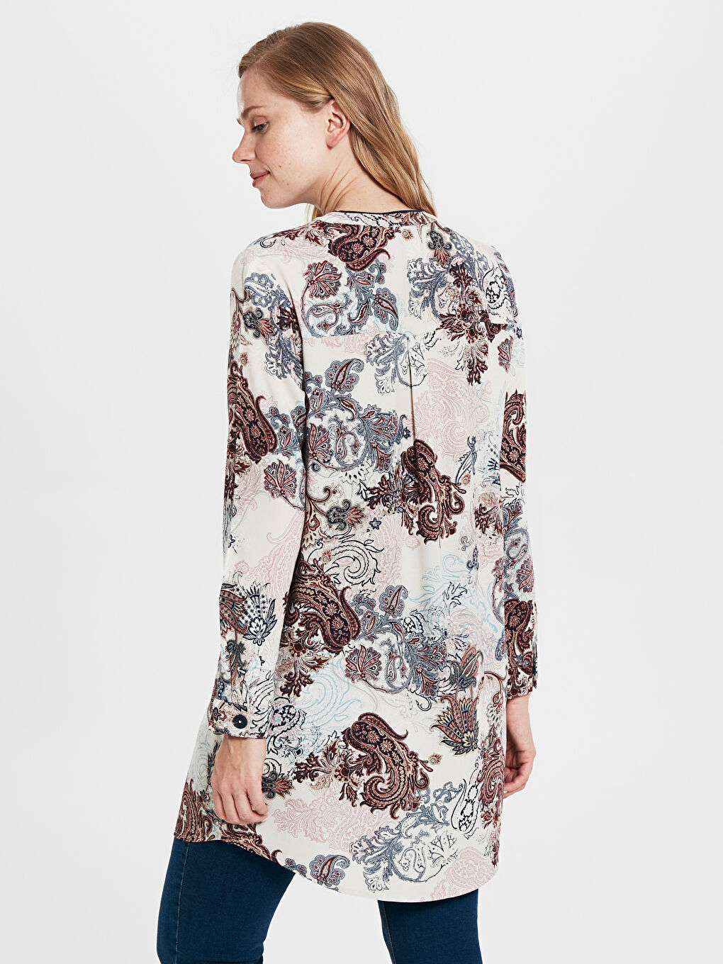 Туніка з коміром-стійкою та довгим рукавом для жінок-3