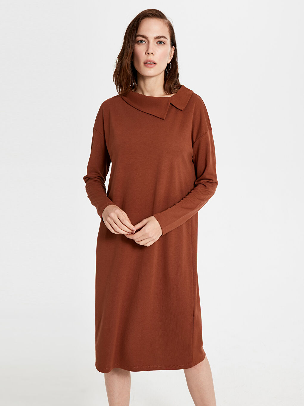 Standard Fit Long Sleeve Combed Cotton Women's Dress-1