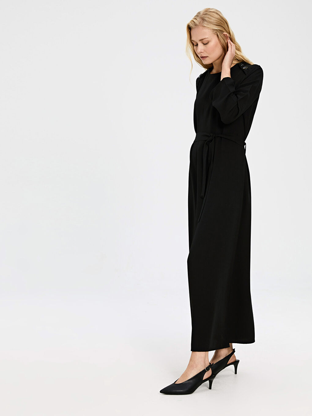 Siyah Standart Fit Uzun Kollu Kadın Elbise