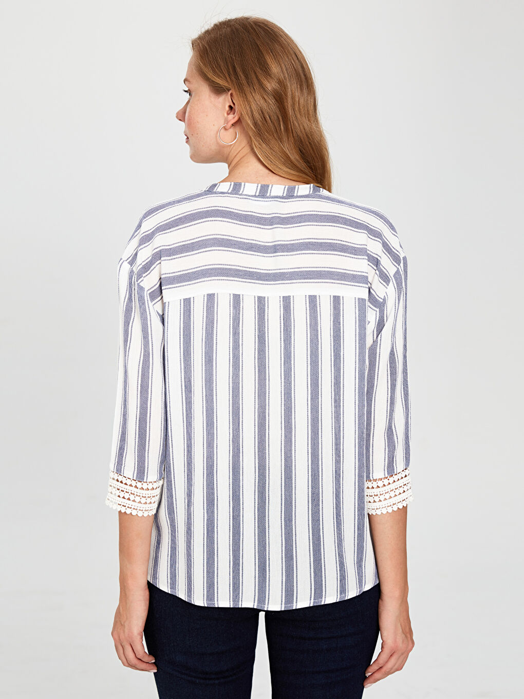 Звичайний крій сорочка з довгим рукавом зі зморшкою для жінок-3