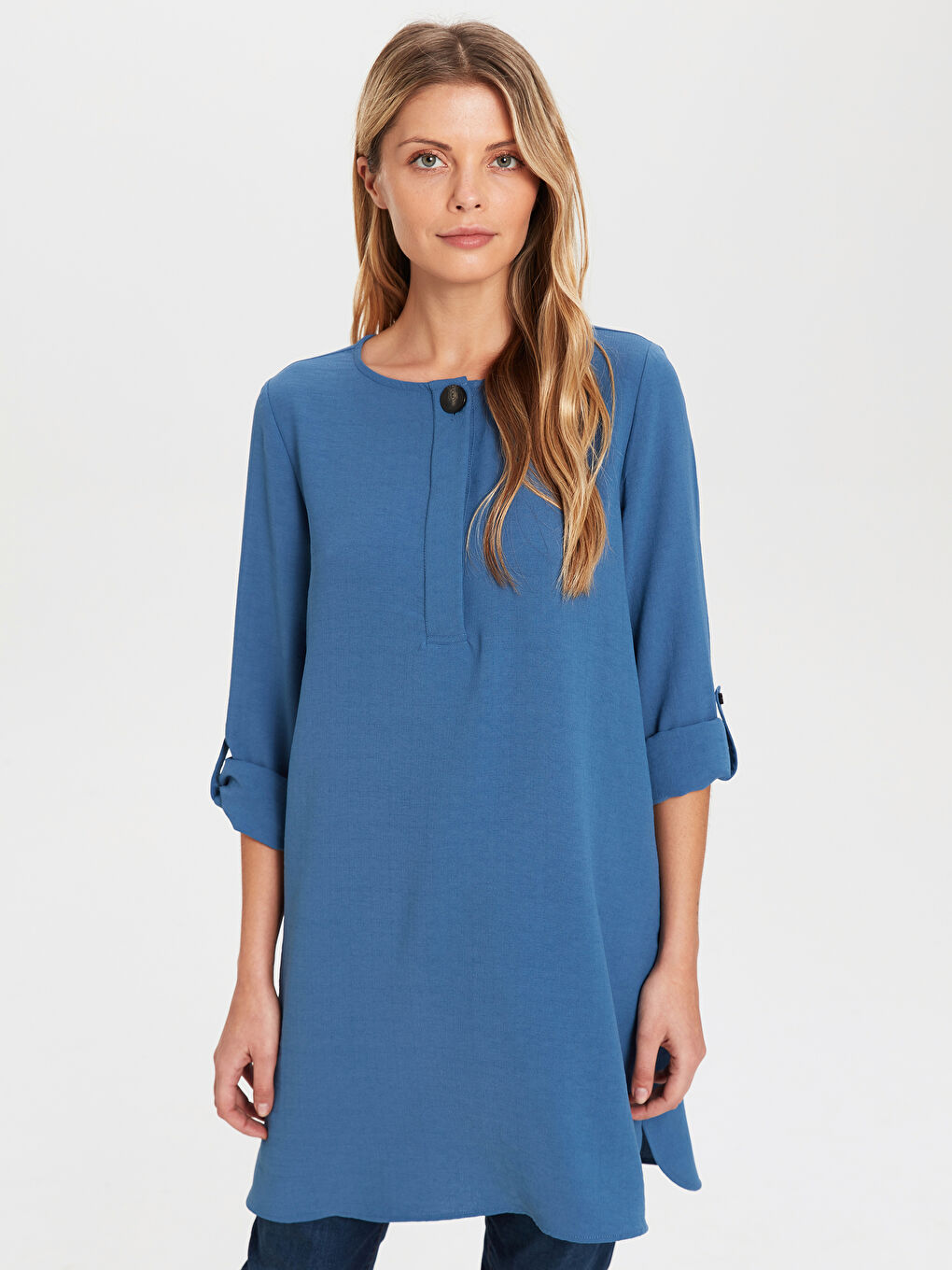Viscose Women's Long Sleeve Button Detail Tunic
