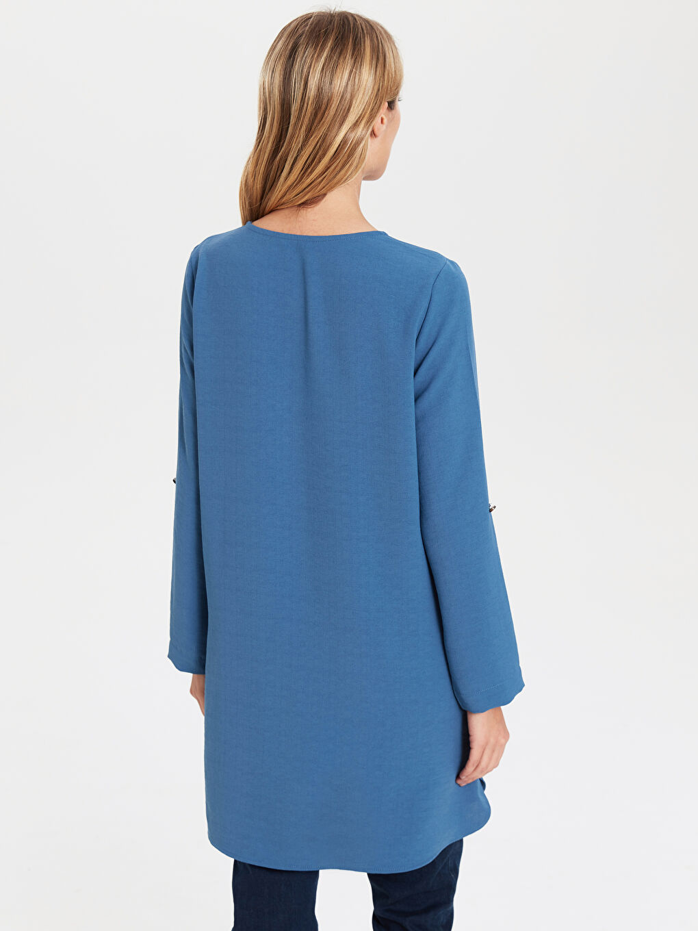 Viscose Women's Long Sleeve Button Detail Tunic-4