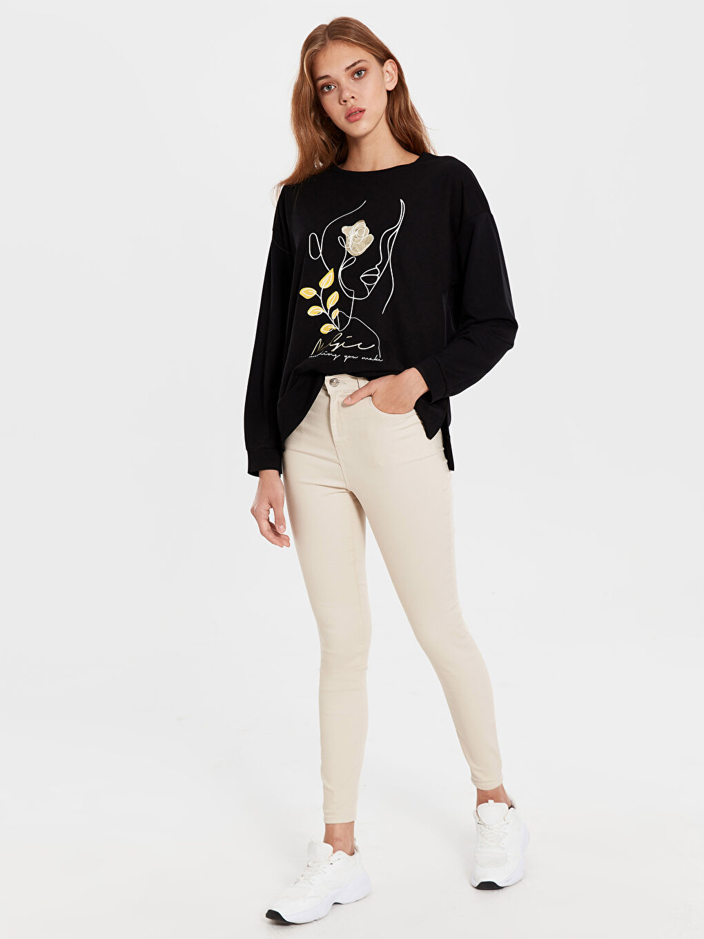 Bej Yüksek Bel Jüpiter Süper Skinny Fit Kadın Jean Pantolon-2