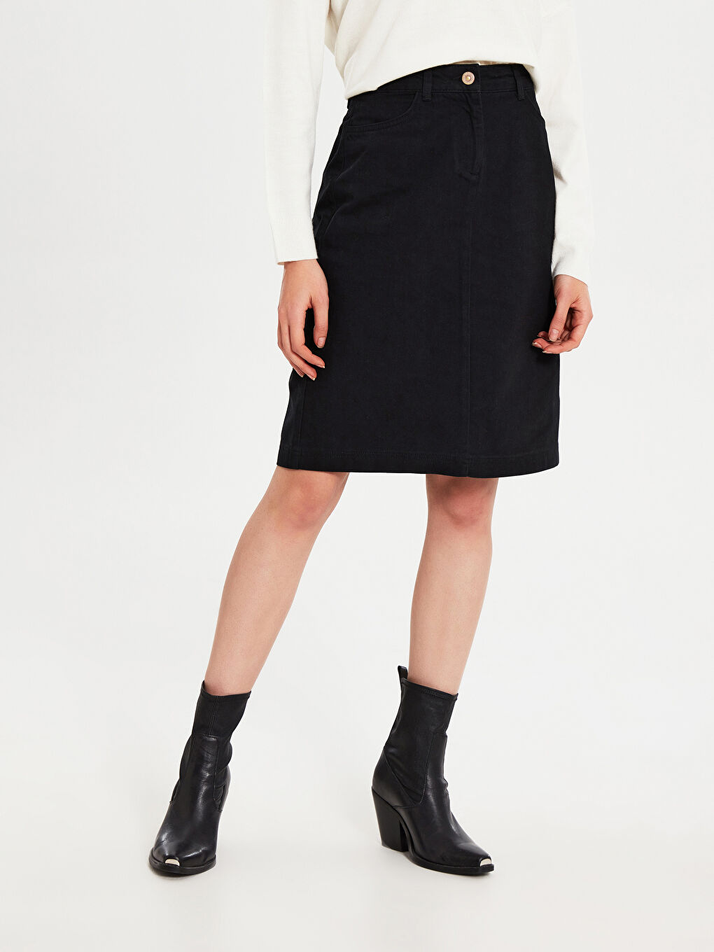 جيبة دينيم عادية للسيدات-2