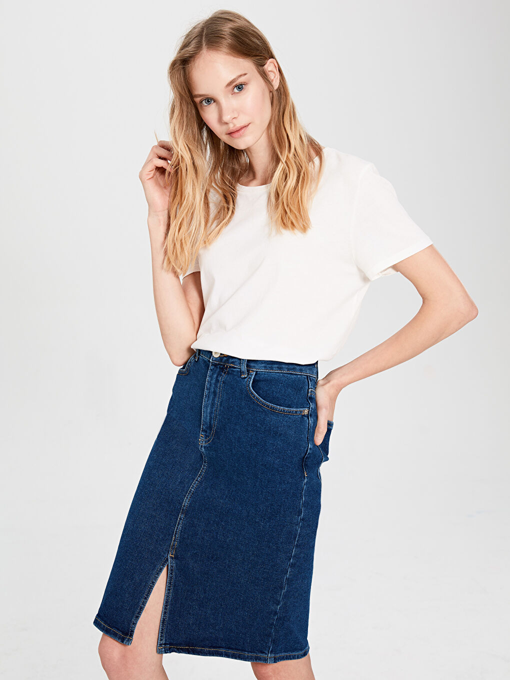 Jupe en Jean Coupe Régulière pour Femmes-2