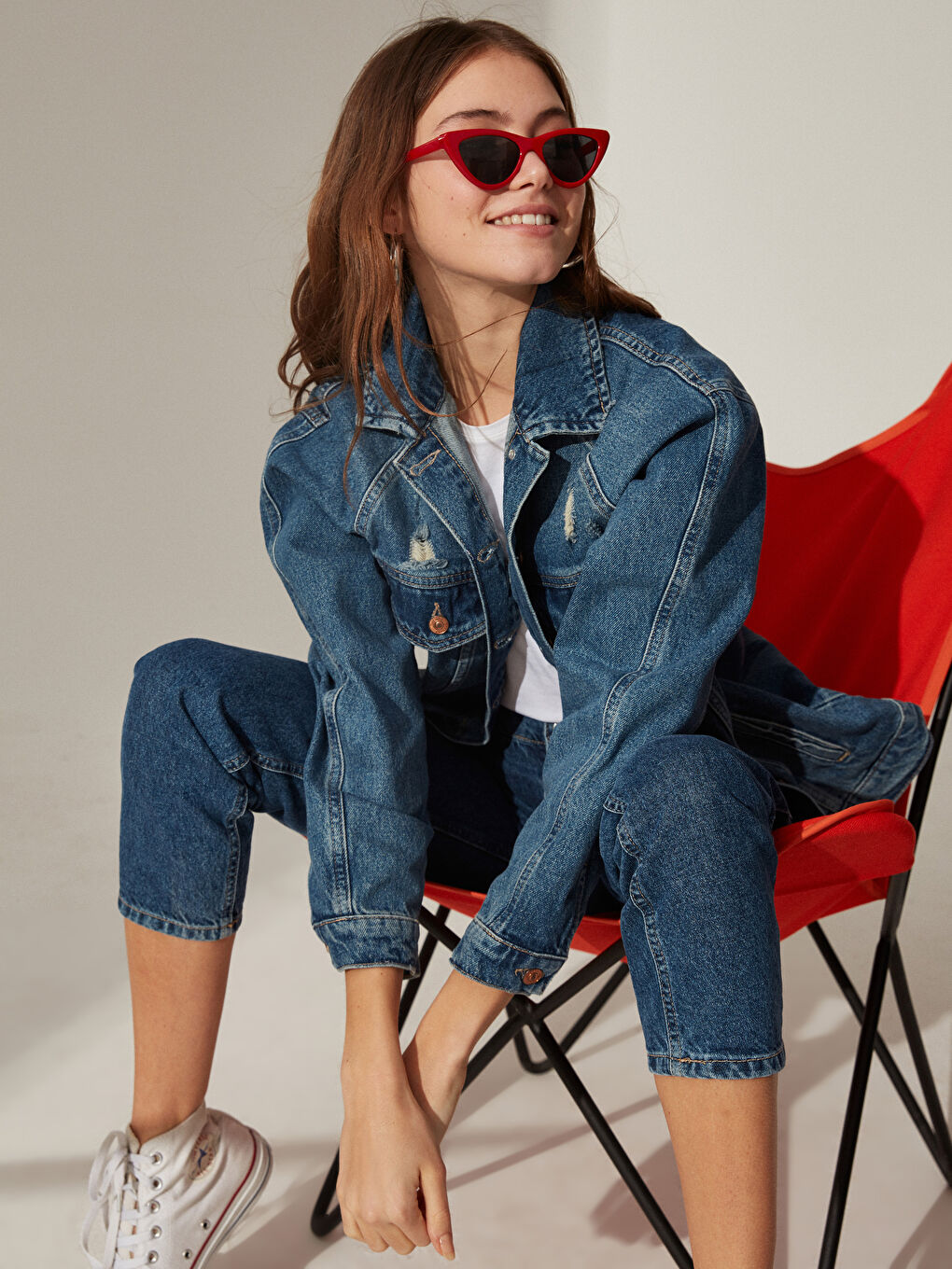 Detailed ripped Women Jean Jacket Long Sleeve