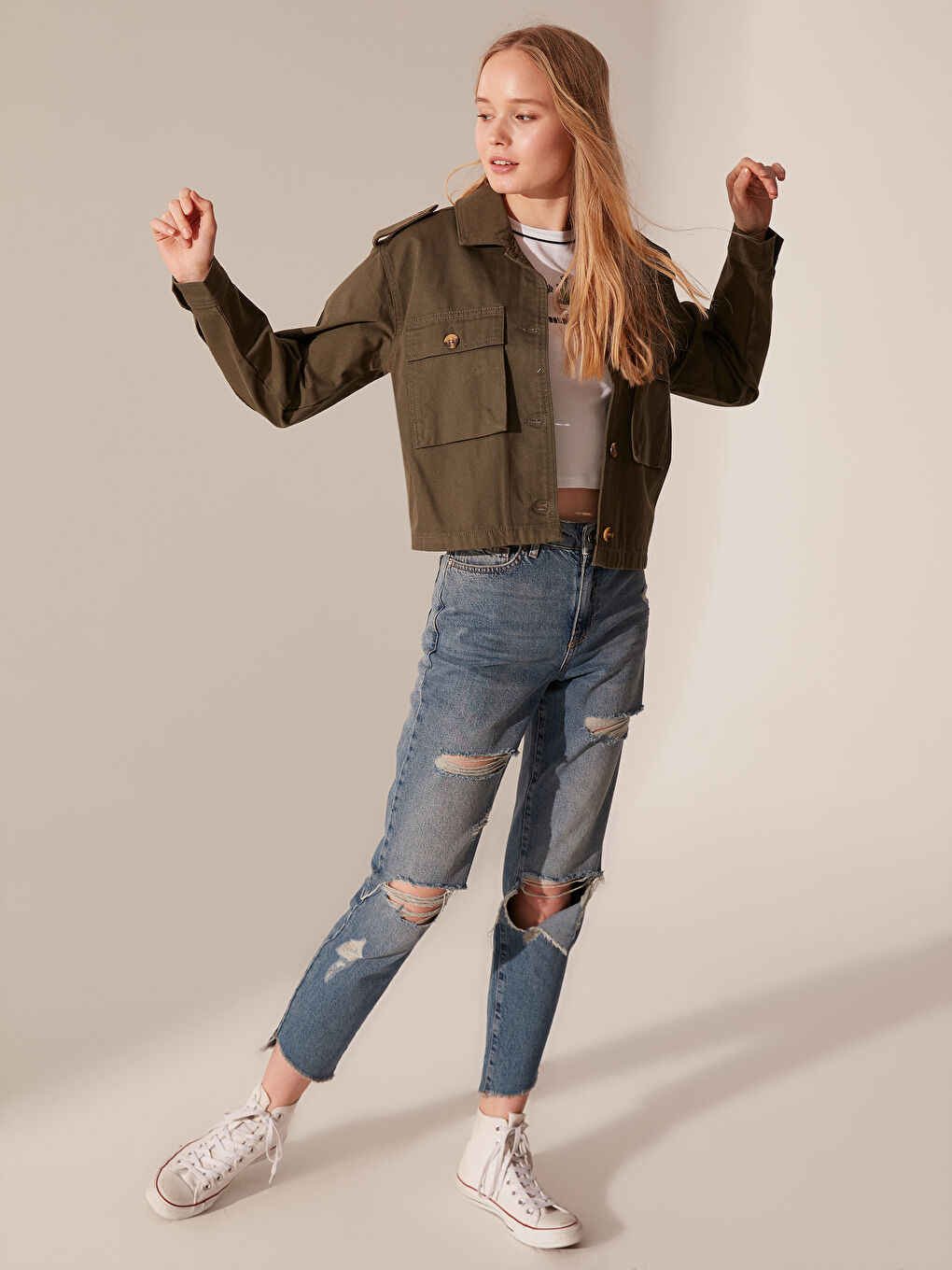LCW Vision Veste en Jean à Manches Longues pour Femmes Coupe Standard -0S7373Z8-CTA