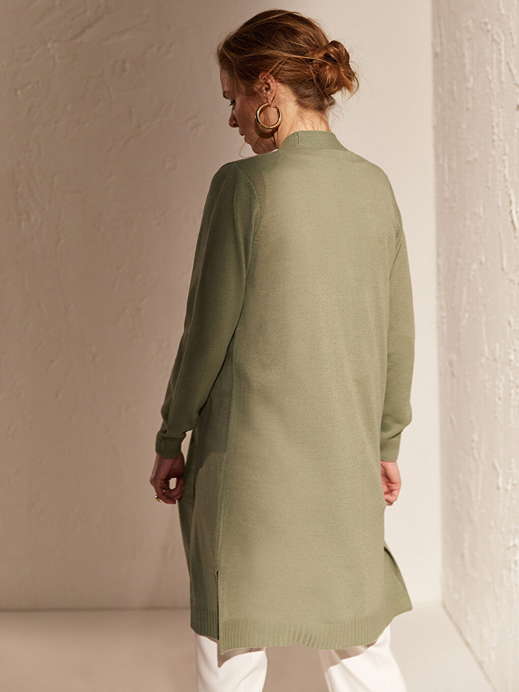 Shawl Collar Plain Long Sleeve Women's Knitwear Cardigan-3