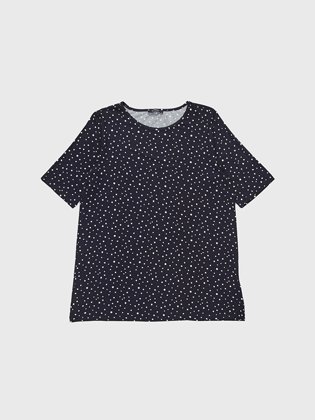 Lacivert Bisiklet Yaka Kısa Kollu Kadın Tişört-1