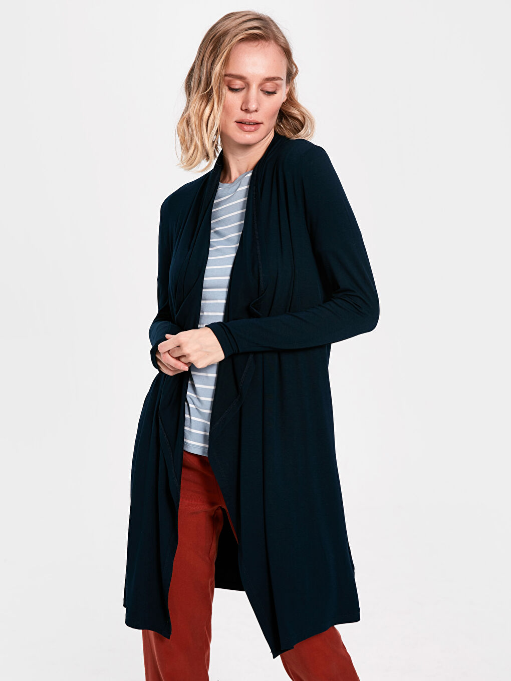 V-Neck Long Sleeve Women's Cardigan-1