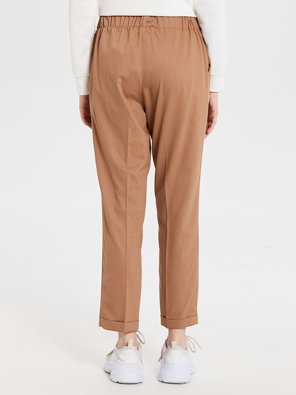 Kahverengi Beli Lastikli Bilek Boy Pantolon-2