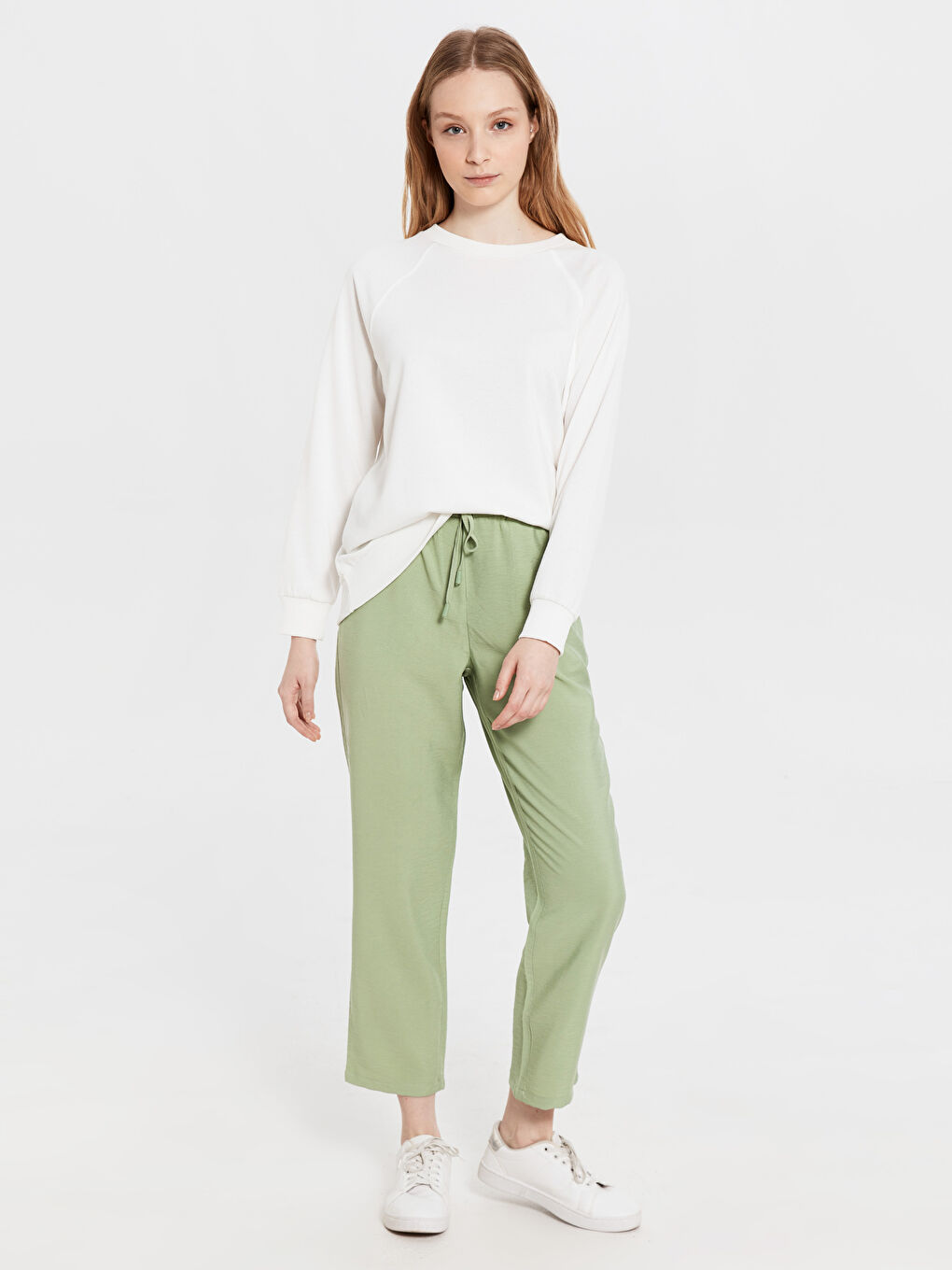LCW Modest Elastic Waist Ankle Length Harem Trousers -0S8536Z8-CUV