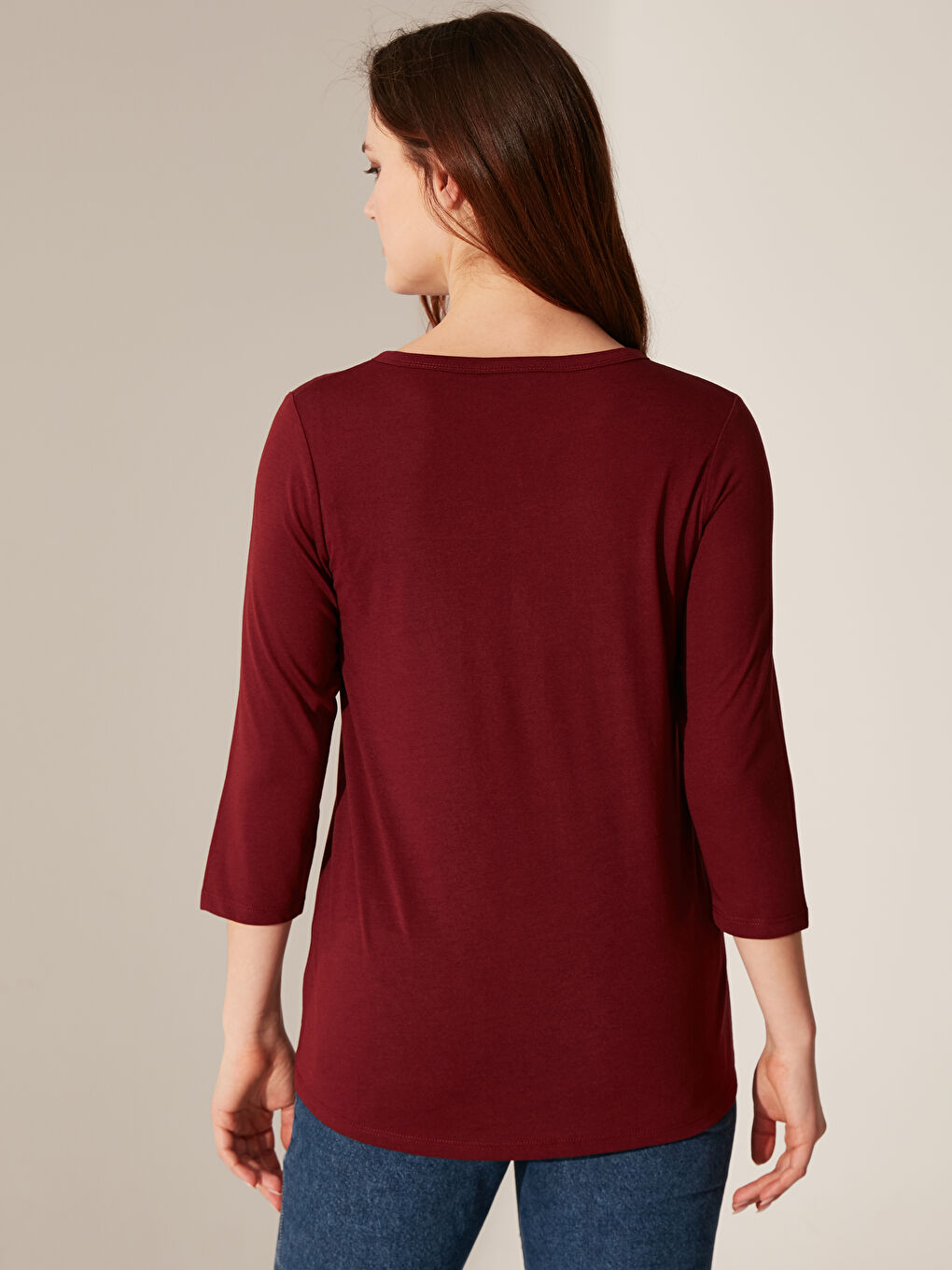 Loose Collar Plain Long Sleeve Women's T-Shirt-4