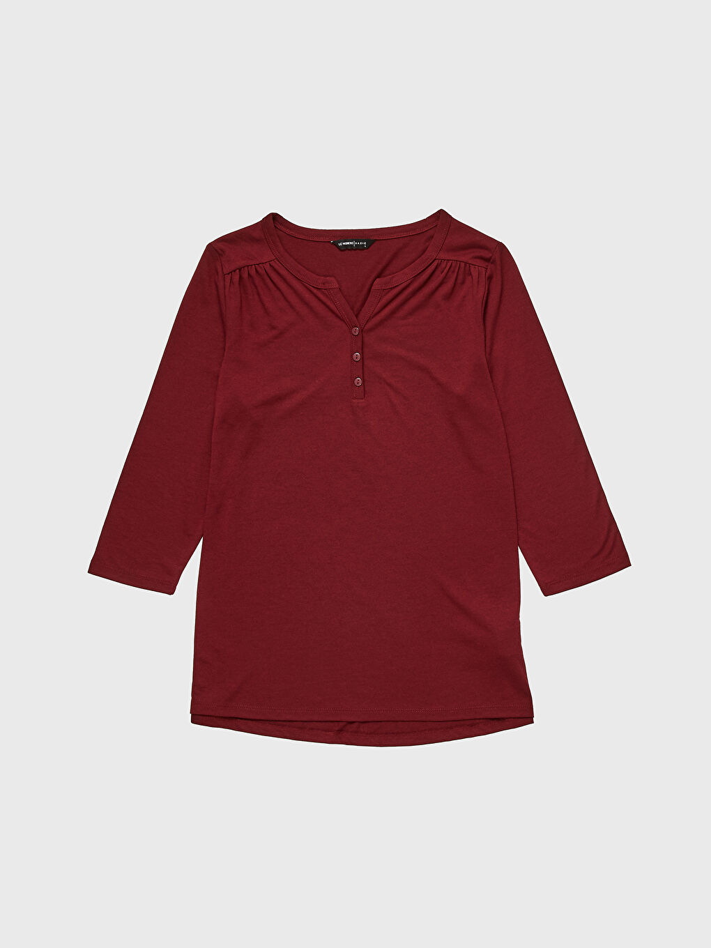 Loose Collar Plain Long Sleeve Women's T-Shirt-1