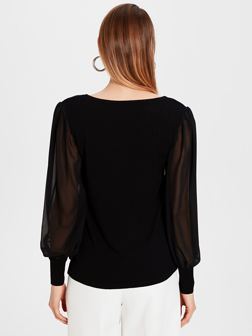 Siyah V Yaka Uzun Kollu Kadın Kazak-2