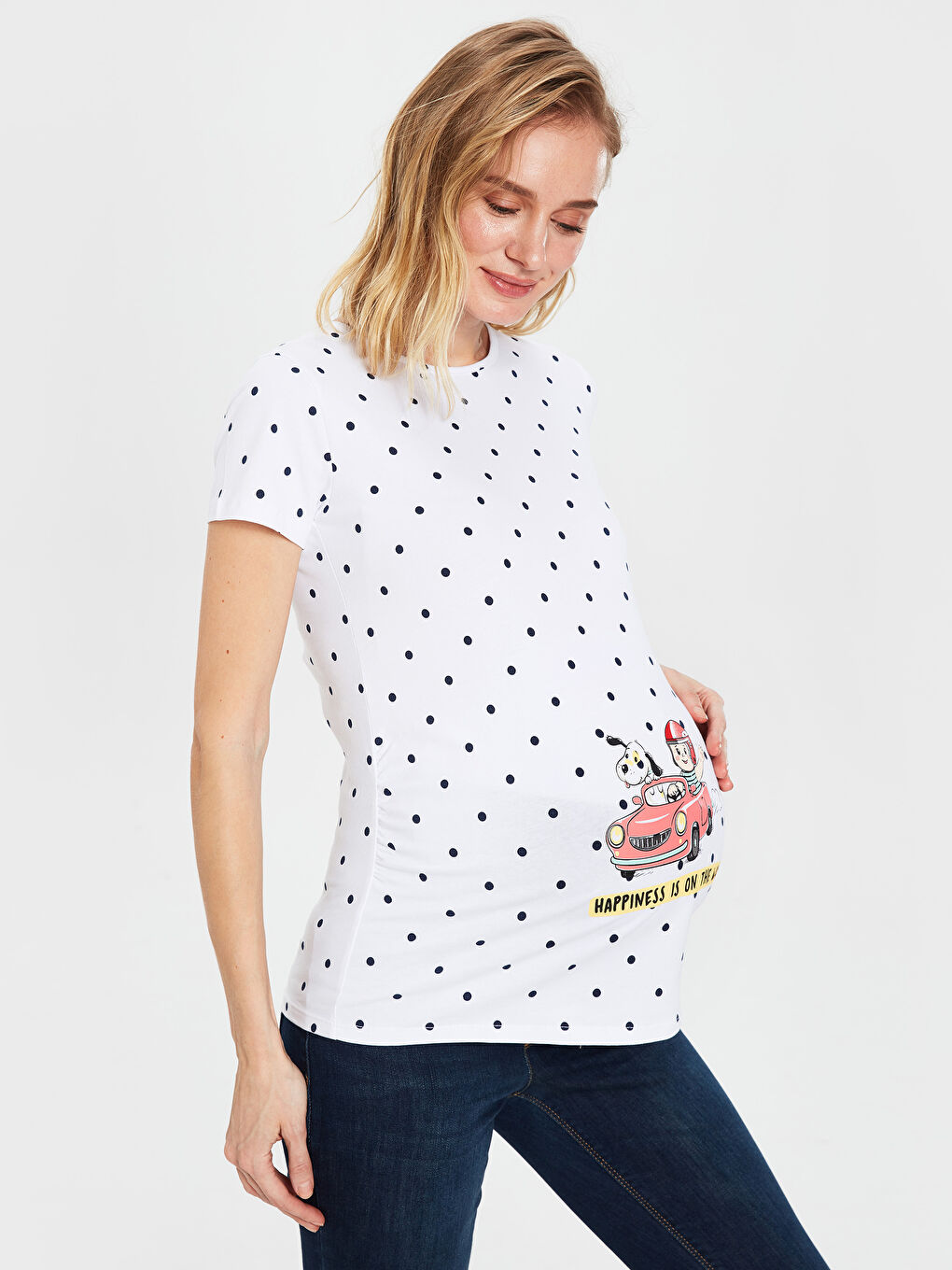 T-shirt en coton imprimé à pois pour femme enceinte-6