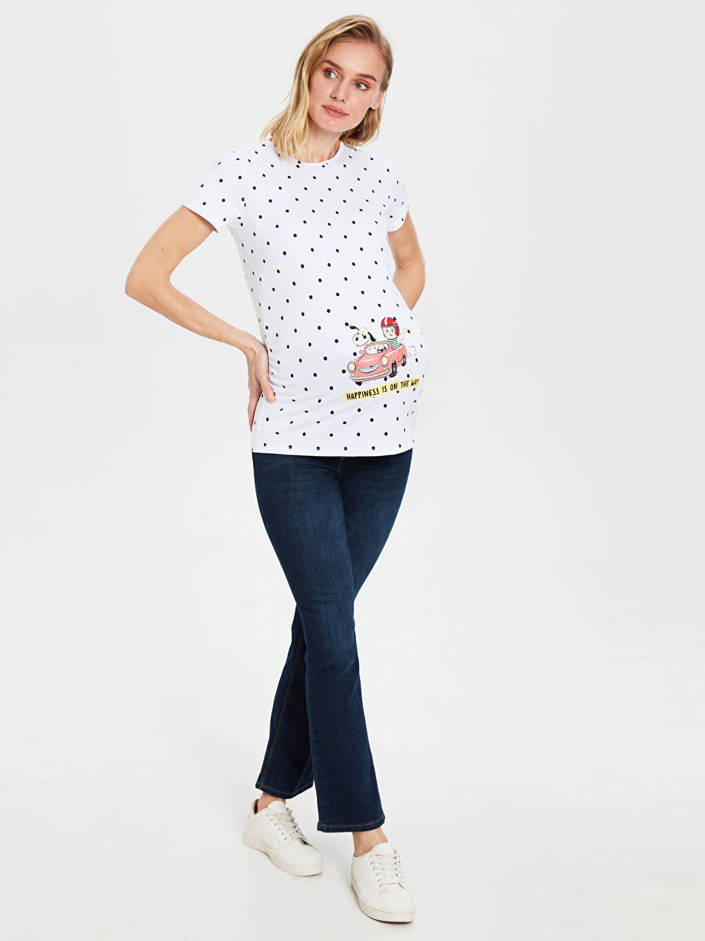 T-shirt en coton imprimé à pois pour femme enceinte-7
