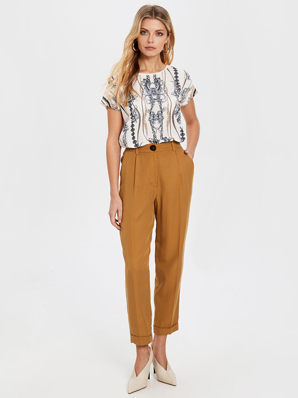 Женщины Бежевый футболка-1