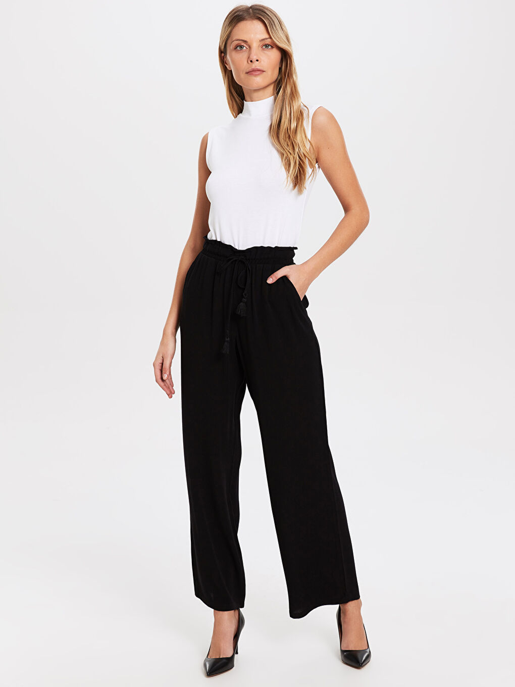 Elastic Waist Palazzo Pants-2