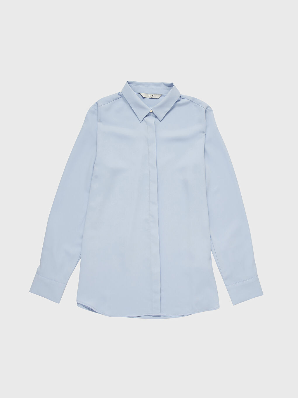 Mavi Düz Standart Fit Uzun Kollu Kadın Gömlek-1