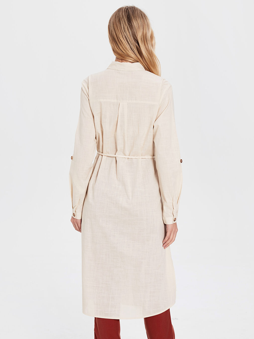 Туника с отложным воротником и длинным рукавом для женщин-3