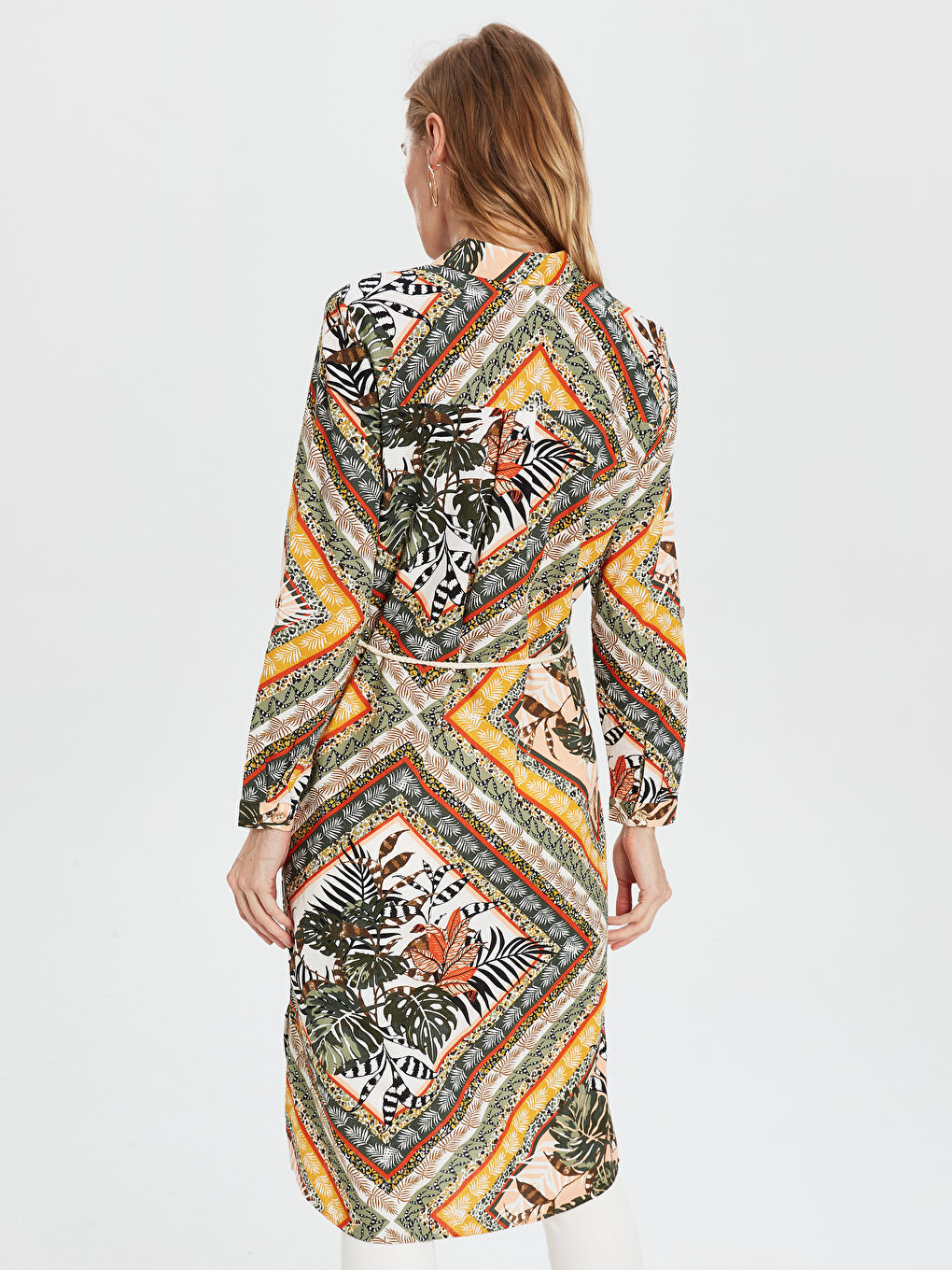 Bej Gömlek Yaka Uzun Kollu Kadın Tunik-4